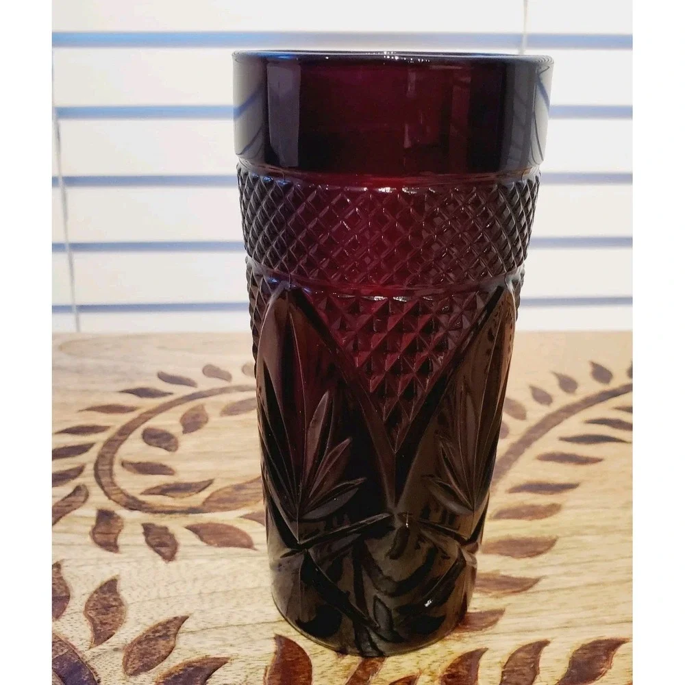 Ruby Red 12 Oz. Water Glass Luminarc Cristal d' Argues Duran Vintage